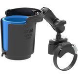 RAM MOUNT Handlebar Rail Mount with U-Bolt Base, Level Cup™ Drink Holder and Koozie