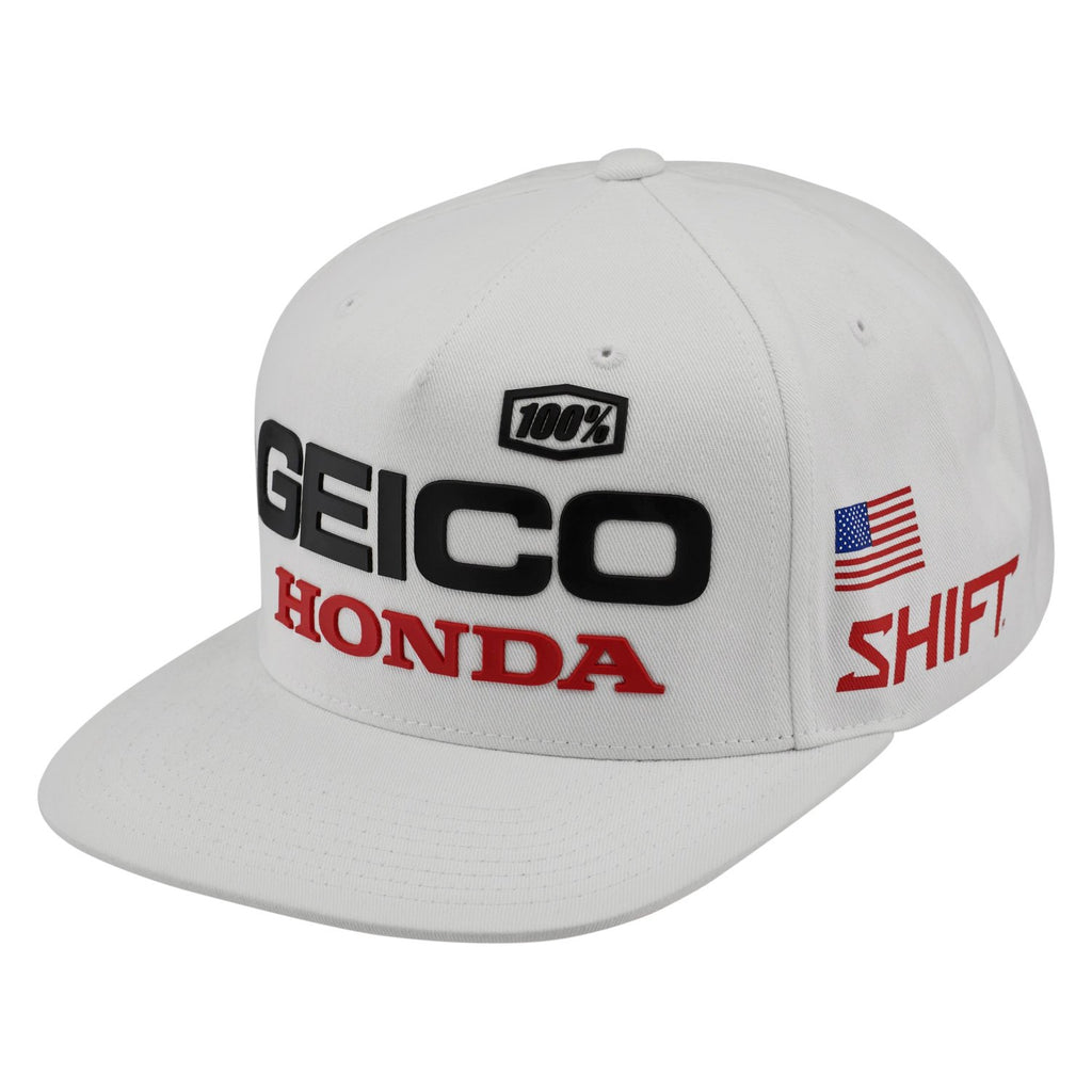 100% PODIUM Snapback Hat GEICO-HONDA White OSFM