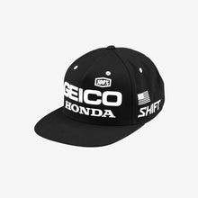 Load image into Gallery viewer, 100% PODIUM Snapback Hat GEICO-HONDA Black-White OSFM