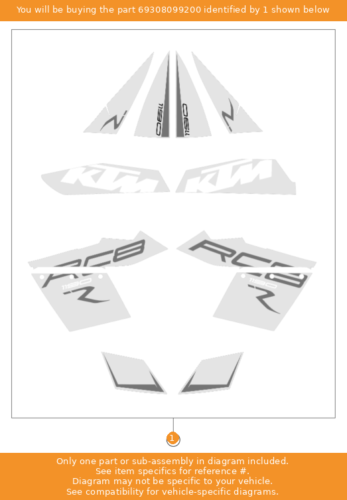 KTM DECAL SET RC8 R WHITE