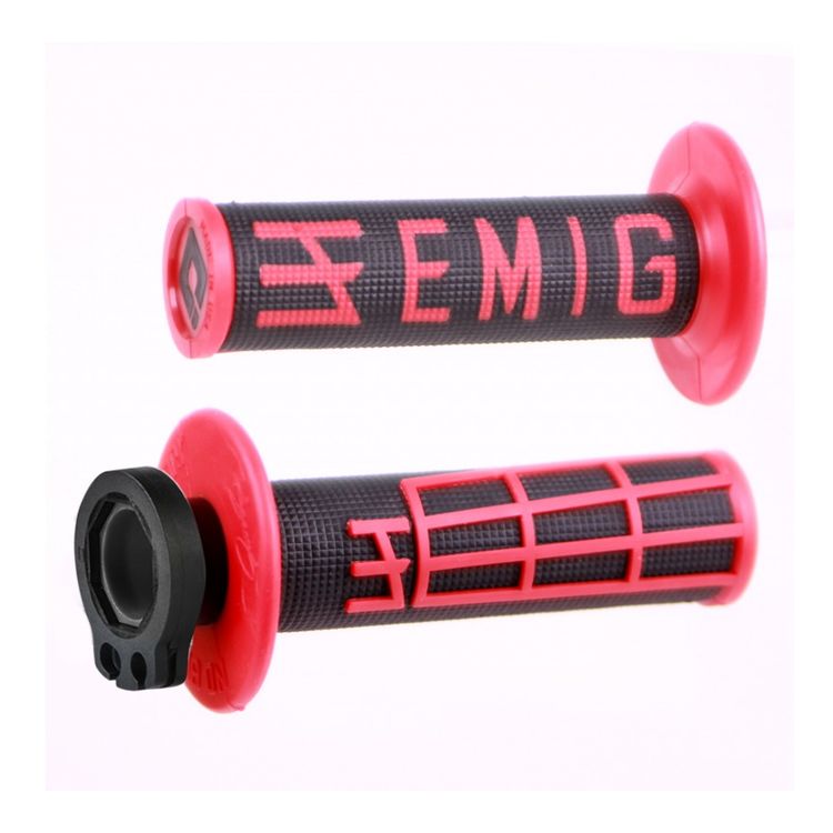 ODI MX LOCK-ON V2 EMIG 4 STRK BLK-RED